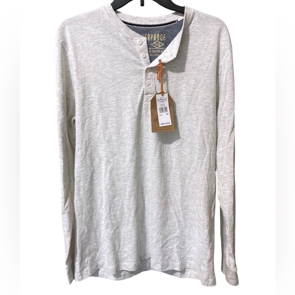Weatherproof Long Sleeve Henley Shirt Oatmeal Men's Medium NWT Soft T-Shirt